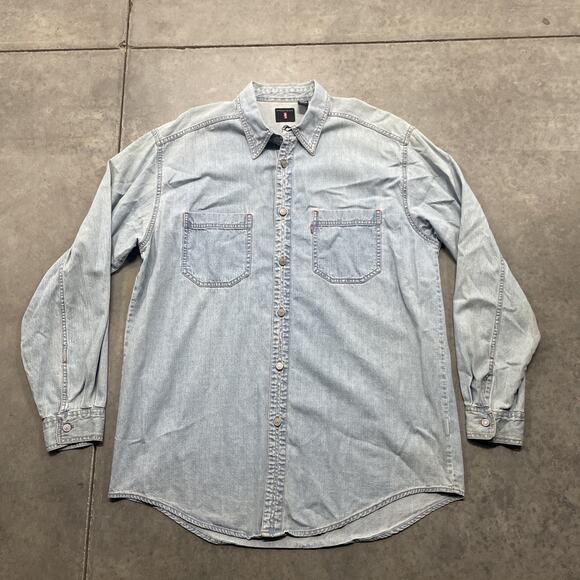 Vintage Levi’s Denim Shirt Size Large Blue Button Up Long Sleeve - Picture 1 of 6
